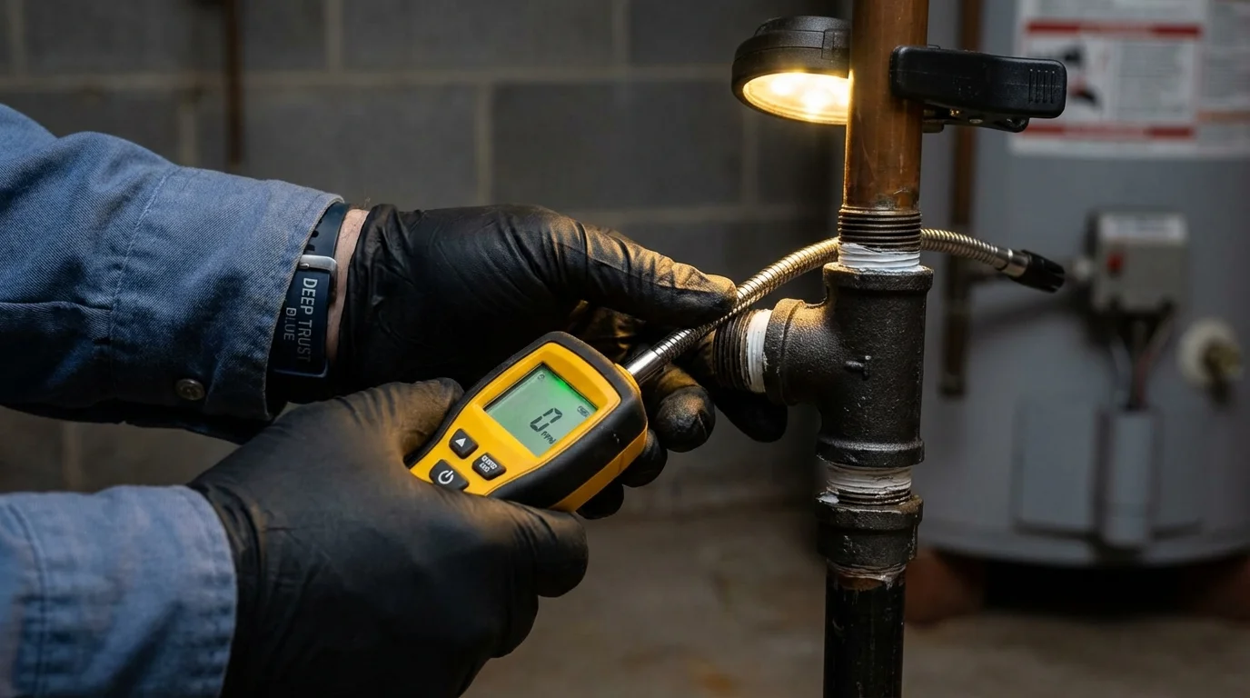 Gas leak detection with electronic sniffer by Johns Plumbing LLC in Paterson